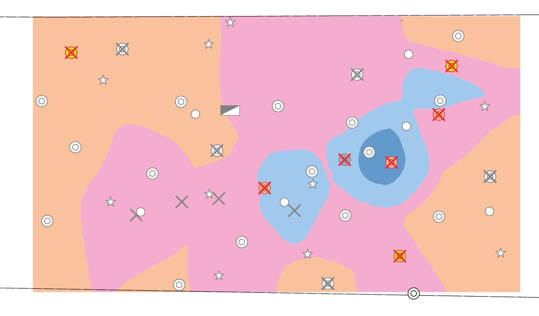 Carte des concentrations en polluant dans le sous-sol.