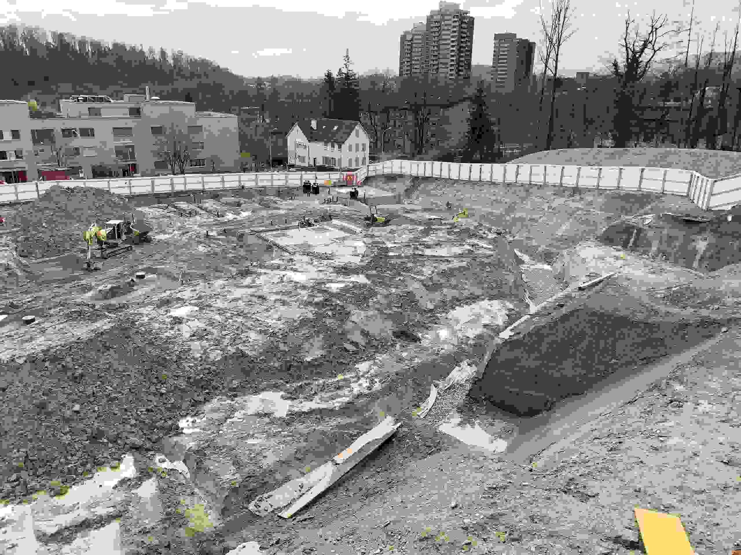 Fondation de grue au cours de la première étape d’excavation.