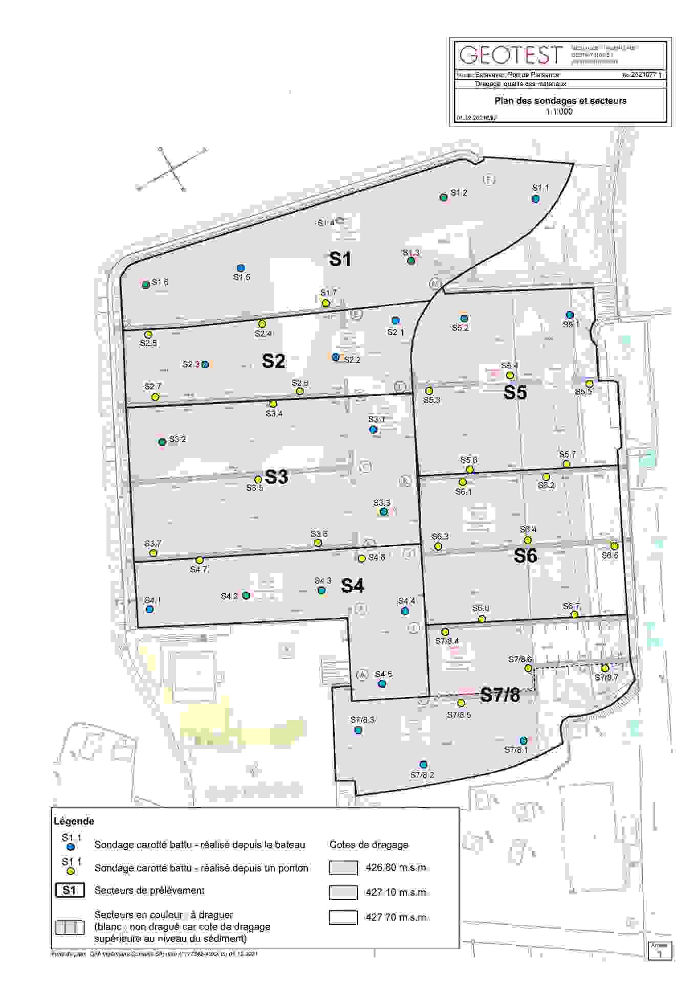 Kartenansicht der Bohrungen und Sektoren.