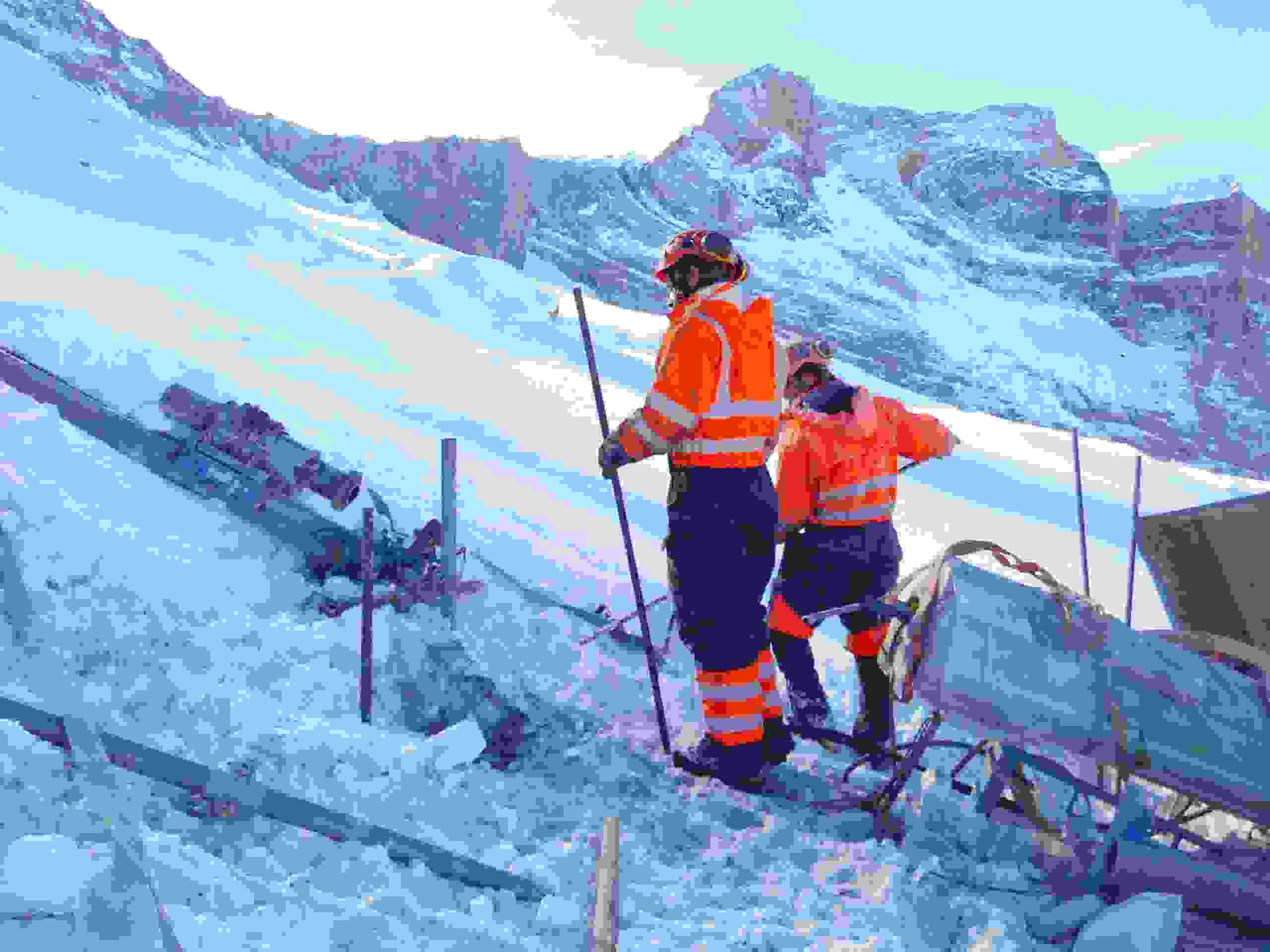 Drilling work on the west ridge in winter conditions.