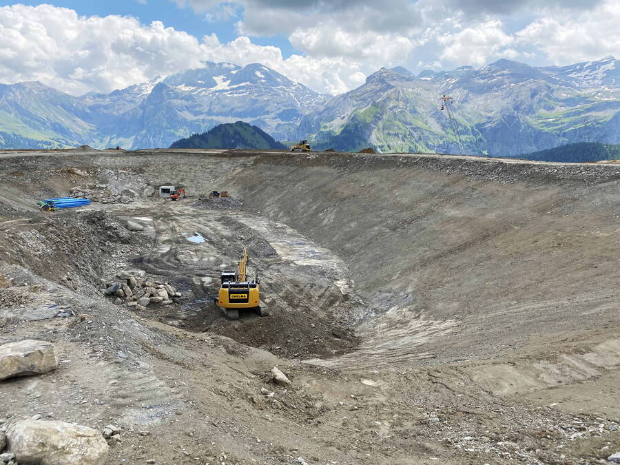 Bau des Speichersees im Sommer 2020. Bau des Speichersees im Sommer 2020.