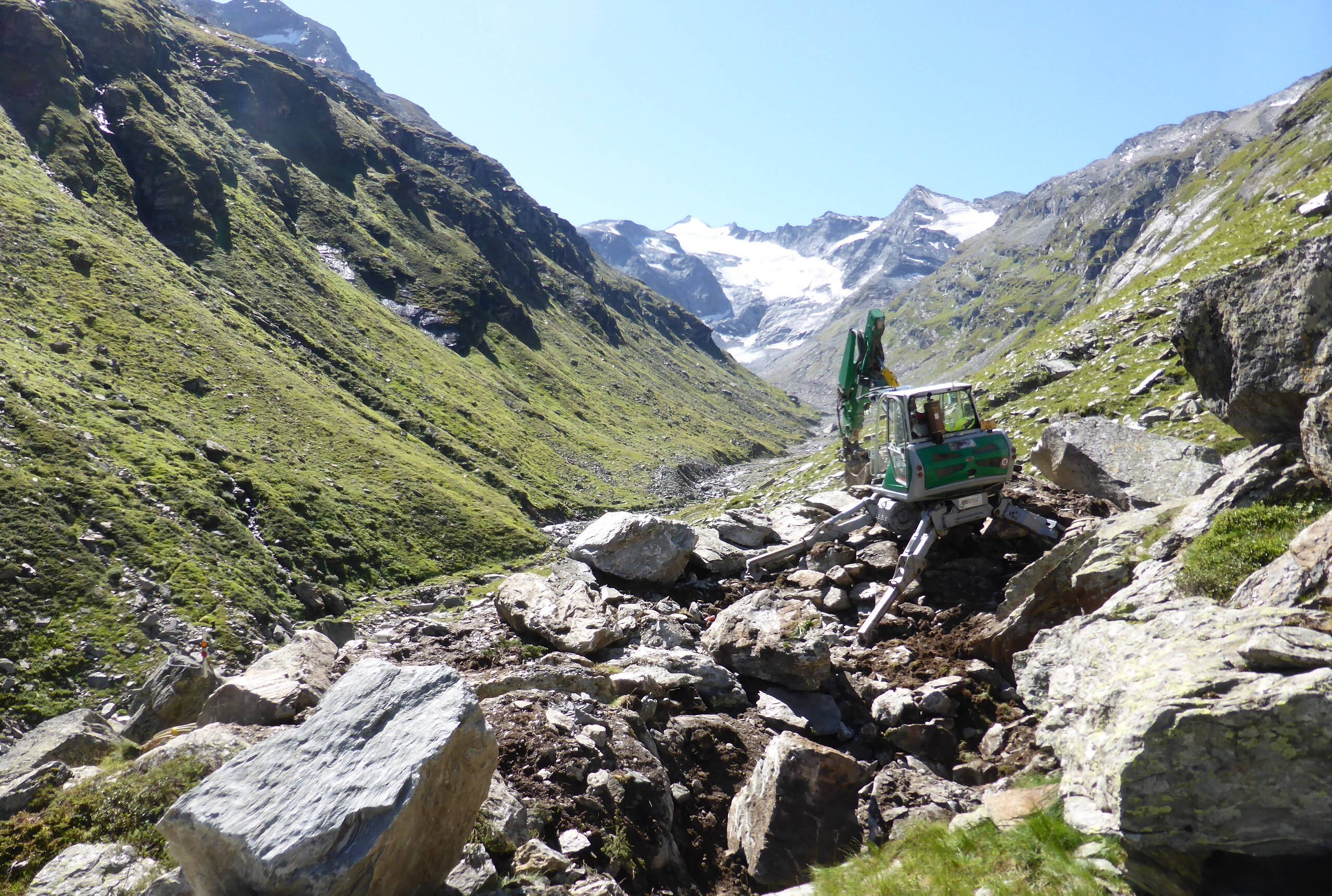 Boulders intercepted during the detonation.