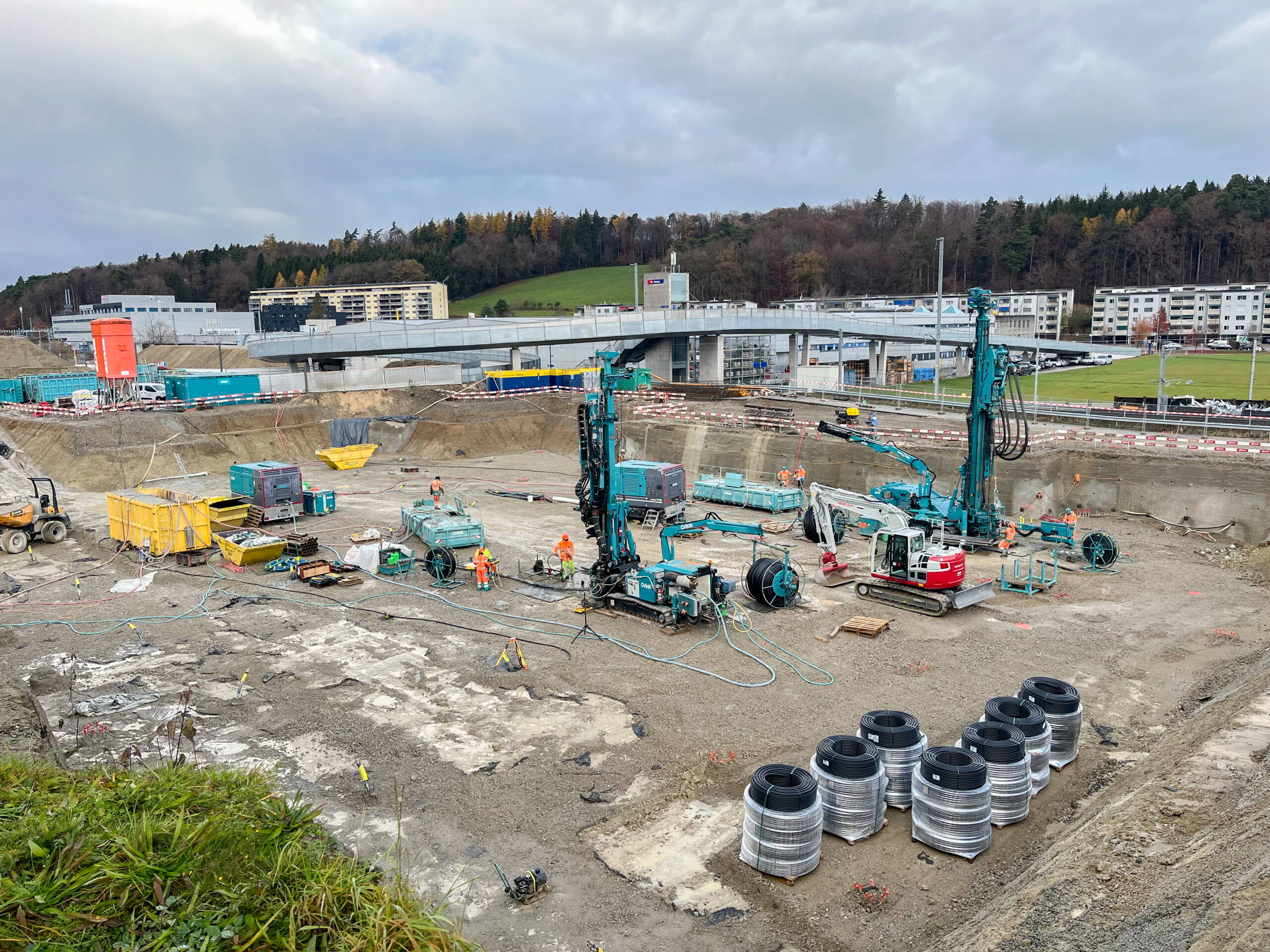 Geothermal drilling conducted with two drilling rigs. Geothermal drilling conducted with two drilling rigs.