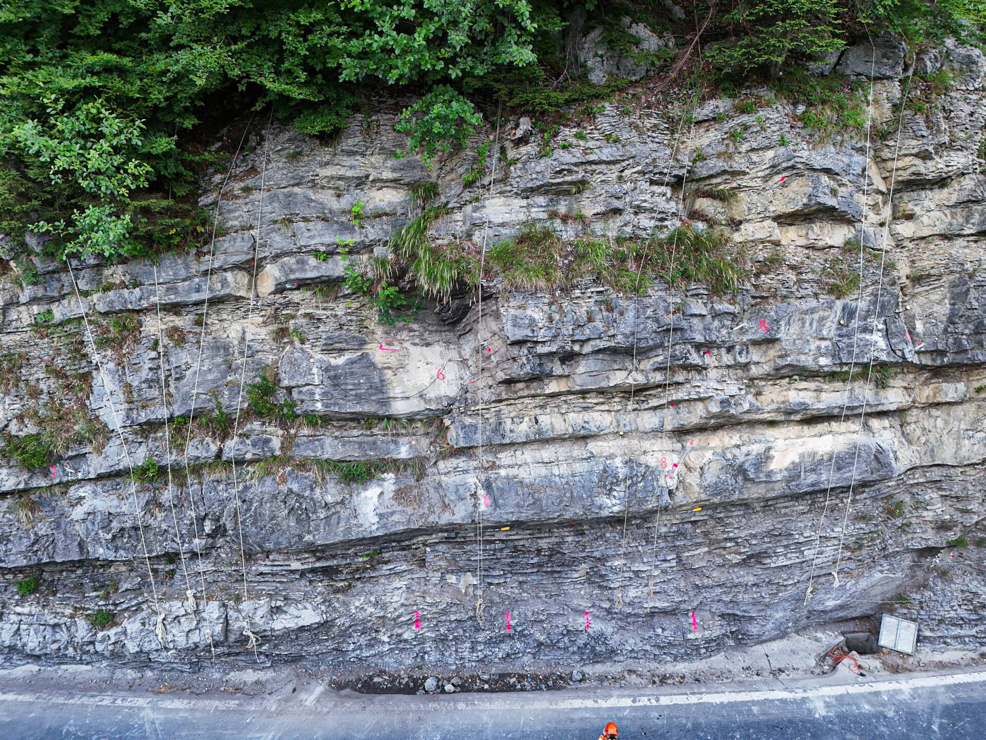 Die Geologinnen und Geologen untersuchten die Felswand nach dem Ereignis systematisch auf weitere Instabilitäten und potenzielle Abbruchstellen. Die Geologinnen und Geologen untersuchten die Felswand nach dem Ereignis systematisch auf weitere Instabilitäten und potenzielle Abbruchstellen.