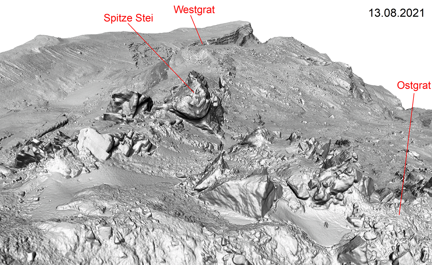 Animation Rutschung südöstlich des Spitze Stei 13.8.21 bis 23.8.24 Animation Rutschung südöstlich des Spitze Stei 13.8.21 bis 23.8.24