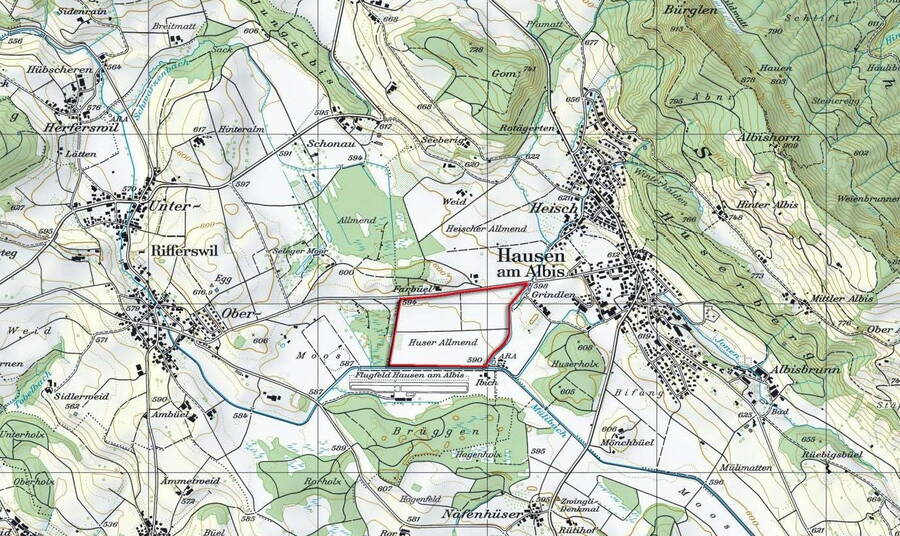 Carte (Swisstopo) indiquant le périmètre du projet.