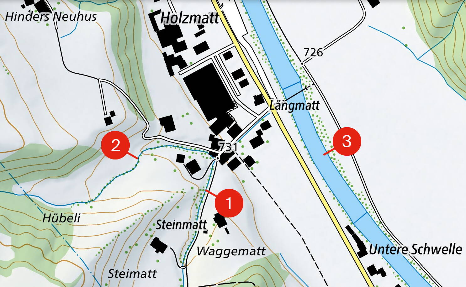 Plan de situation des cours d'eau à Eggiwil Plan de situation des cours d'eau à Eggiwil
