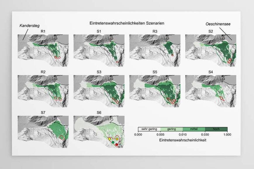 Um das Risiko eines Bergsturzes am Spitze Stei und mögliche Szenarien auf ihre Wahrscheinlichkeit prüfen zu können, erstellt die GEOTEST eine grosse Menge an Simulationen. 