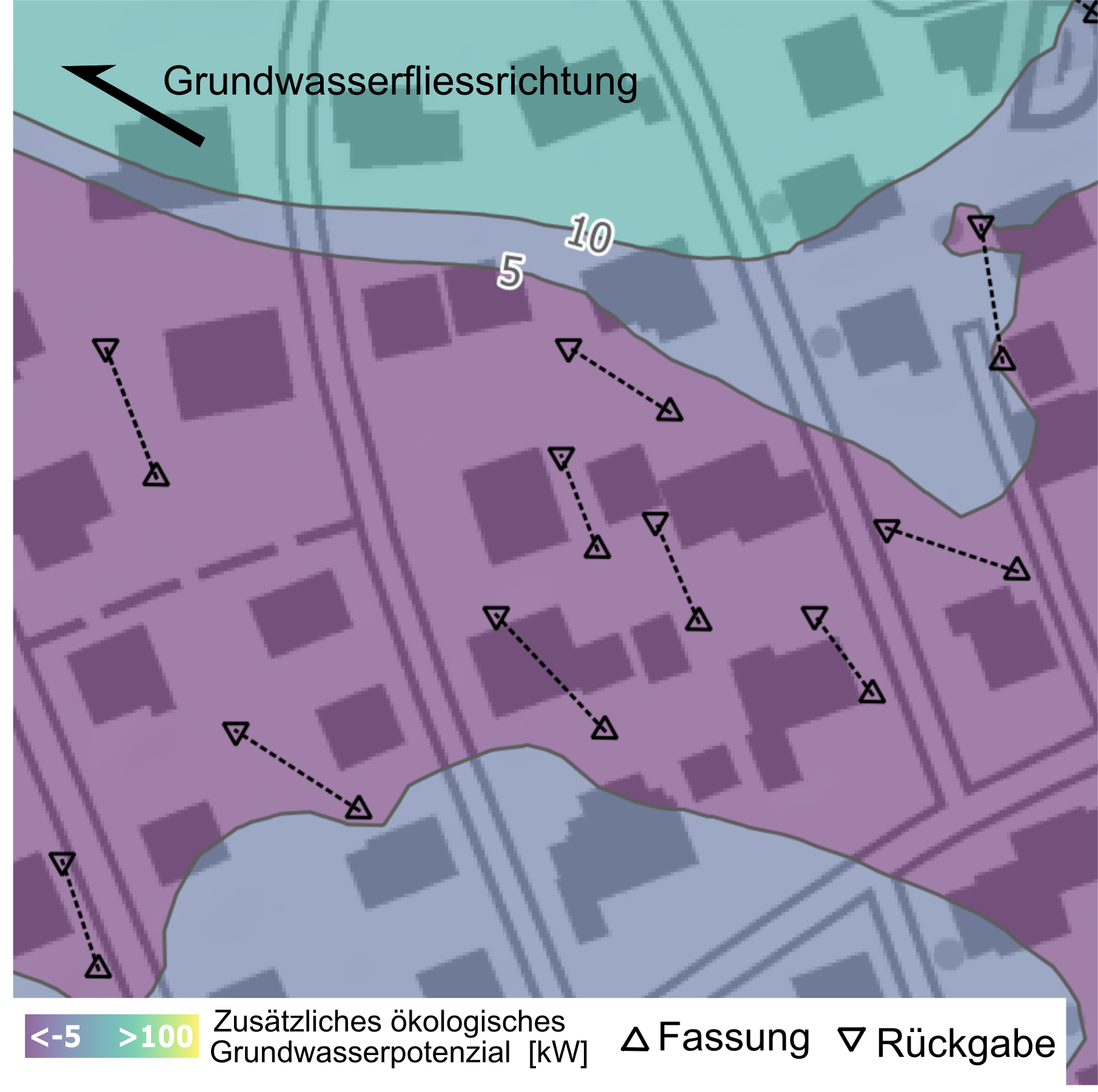 Darstellung des zusätzlichen ökologischen Grundwasserpotenzials.