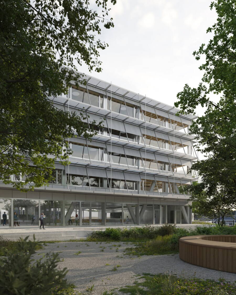 This is how the Geneva-based firm MARCH SA visualises the finished school building. This is how the Geneva-based firm MARCH SA visualises the finished school building.